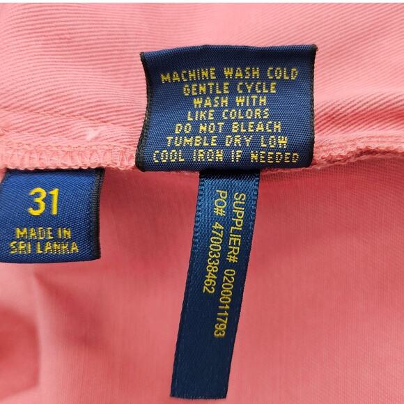 POLO RALPH LAUREN FLAT FRONT SHORTS - SALMON COLOR, SIZE 31 - CLASSIC FIT! - Picture 9 of 10